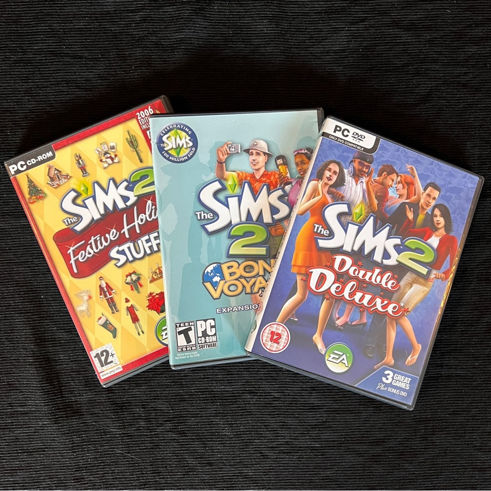 VINTAGE THE SIMS 2 Lot of 3 PC game life simulation packs Y2K nostalgia LIKE NEW